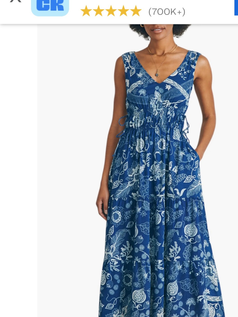 Faherty sandbar maxi dress Blue & White Floral V-Neck Maxi Dress